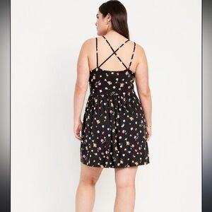 Old Navy Black Floral Backless Dress NWT